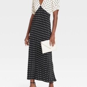 a new day Black and White Polka Dot Maxi Dress